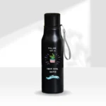 HL NOVA matte black stainless steel water bottle with a "You Are Not A Cactus, Drink Some Water" engraving featuring a small cactus illustration.