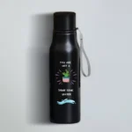 HL NOVA 750ml matte black stainless steel water bottle featuring a high-detail "Drink Some Water" engraving with a a cactus and "You are not" text.