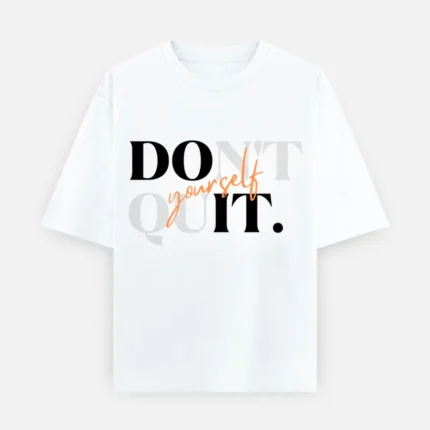 240 GSM Oversized white graphic tee with 'Do It Yourself' typography, minimalist streetwear design.