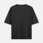 Back view of a black 240 GSM oversized cotton t-shirt, minimalist blank apparel.