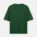 Back view of a bottle green 240 GSM oversized cotton t-shirt, minimalist blank apparel.