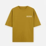 Mustard Yellow 240 GSM cotton oversized printed t-shirt front view with the MOVE IN SILENCE white lettering.
