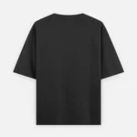 Back view of a black 240 GSM oversized cotton t-shirt, minimalist blank apparel.