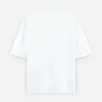 Back view of a white 240 GSM oversized cotton t-shirt, minimalist blank apparel.