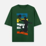 Oversized bottle green t-shirt 240GSM featuring a distressed PLAY basketball graphic