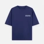 Royal Blue 240 GSM cotton oversized printed t-shirt front showing the complete MOVE IN SILENCE minimalist typography.