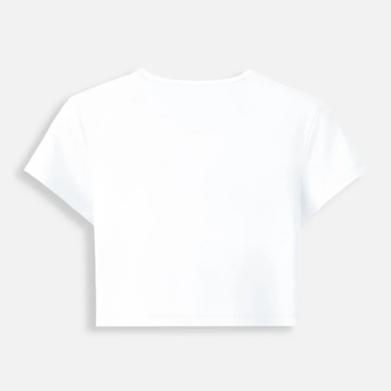 White womens cropped baby tee 240 GSM stretch fit back view