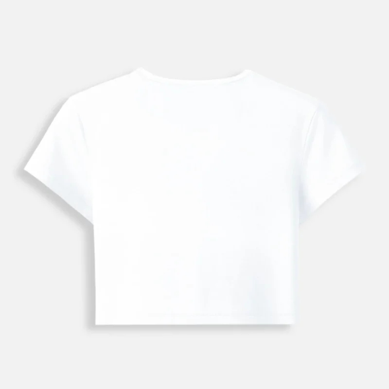 White womens cropped baby tee 240 GSM stretch fit back view